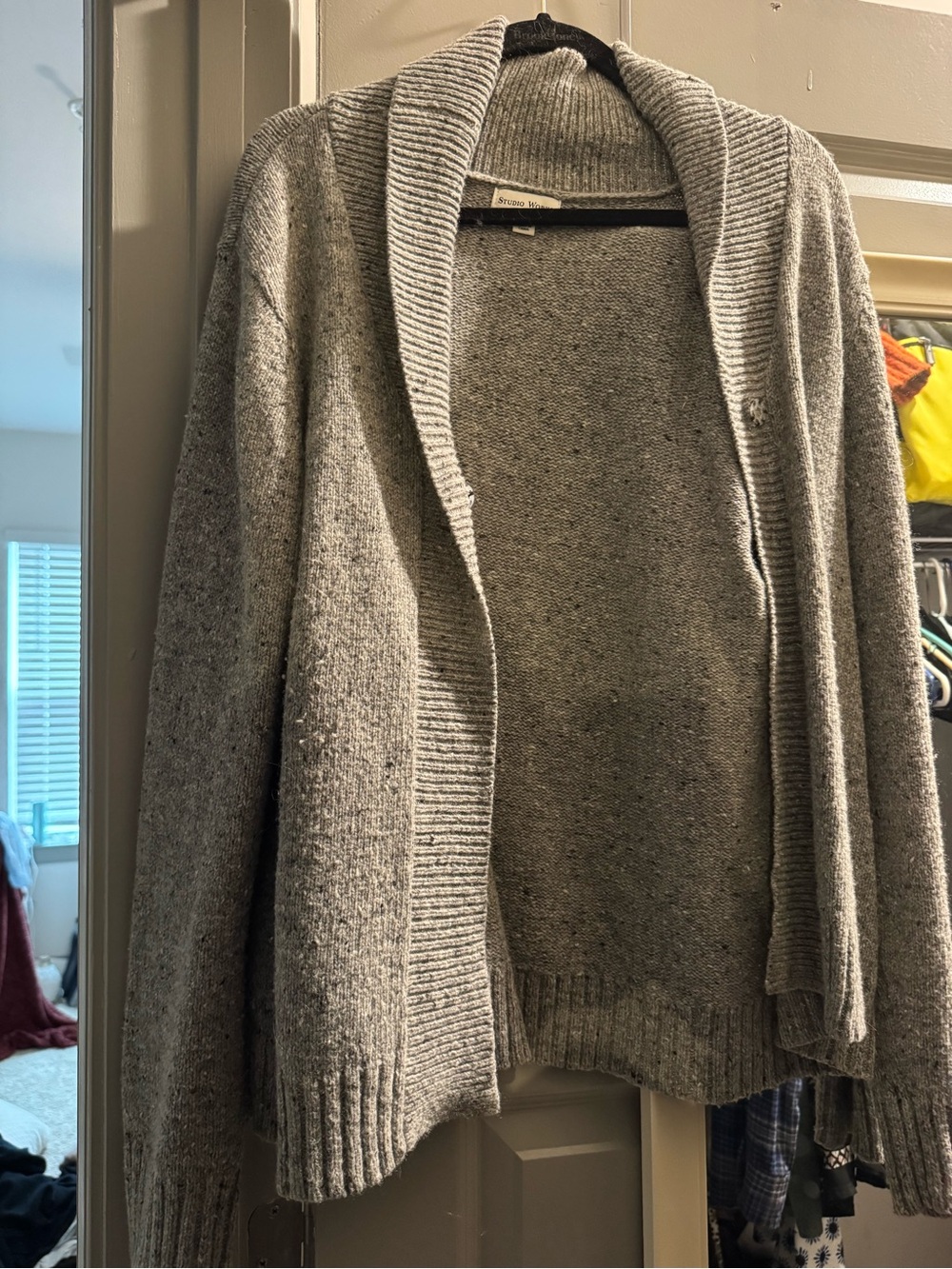 Gray Shawl Collar Women's Sweater Cardigan